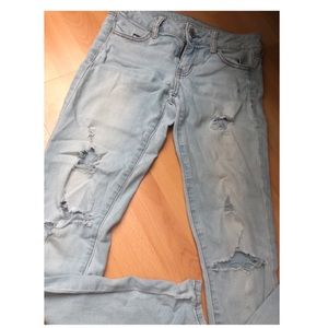 AE distressed light wash jeans